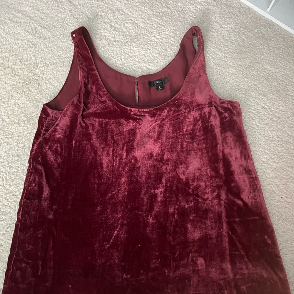 J Crew Velvet Cami- Burgundy Size 0